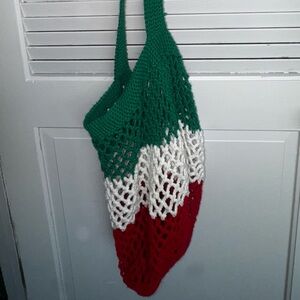 Green White Red Knit Tote Bag